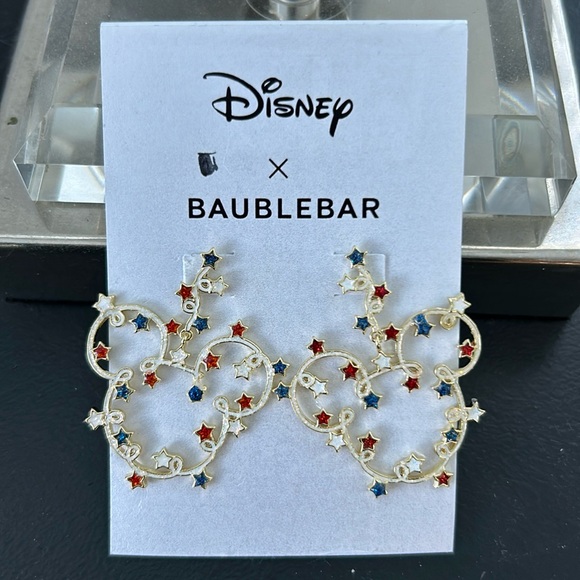 Baublebar NWT Mickey Mouse Disney stars Outline Earring Hoops - Picture 1 of 2